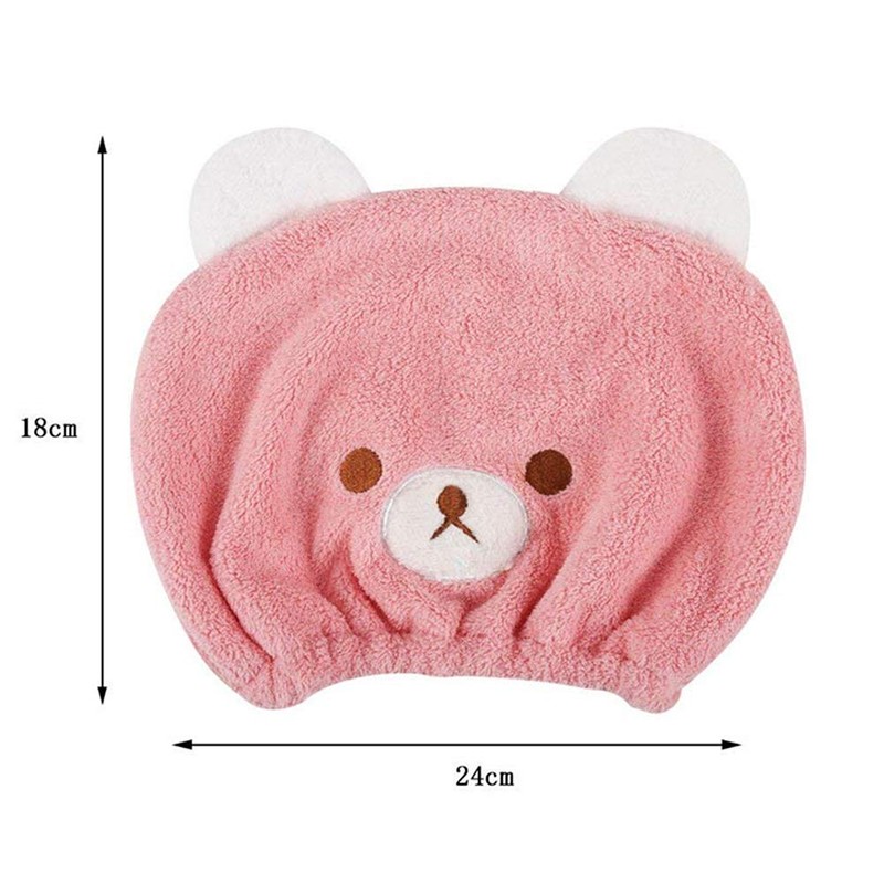 Children's Hair Drying Towel, Towel Cap, Bear Pattern, Hair Cap,