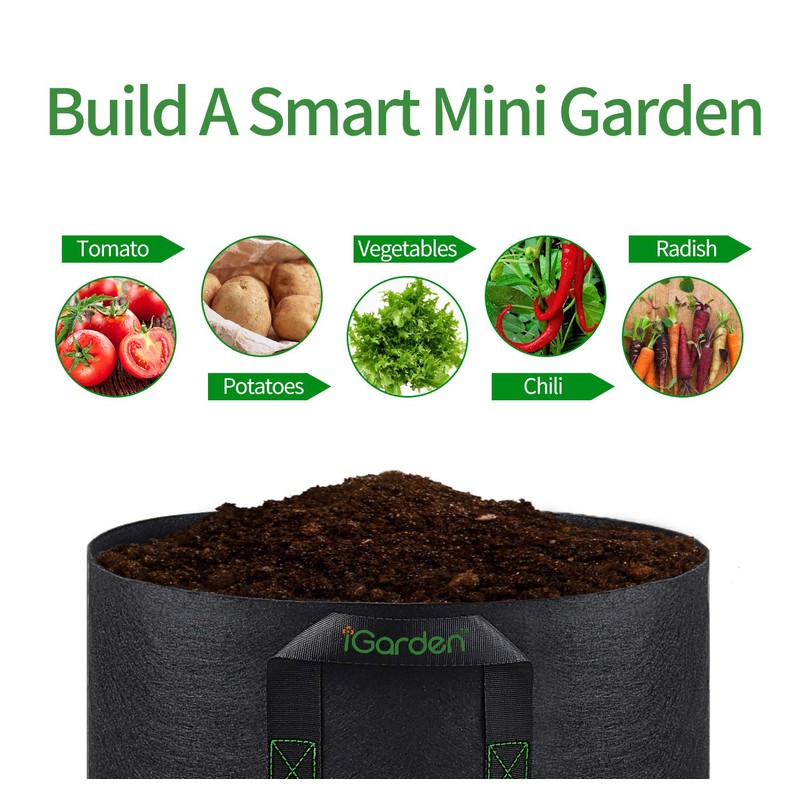 iGarden Grow Bags Tall, 10 Gallon Grow Pots 6 Pack