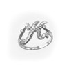 Sparkle-Cut Letter Initial Script Ring In Sterling Silver (Letter K,