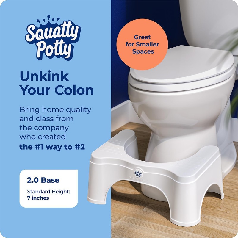 Squatty Potty Original Toilet Stool 2.0 Base 7", White, 1
