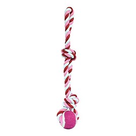 Fancy Pets Juguete Jaladera Doble Nudo con Pelota de Tenis para Perros 45 cm – Resistente, Lavable y Seguro para Mordidas