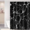 Uiiooazy Black Shower Curtain, Black Marble with White Lines Crack