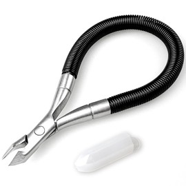 Black Grip & Snip Spiral Spring Cuticle Nipper, Pedicure Manicure Tools for Nails, Effortless Grip and Snip for Spiral Shear Dead Skin