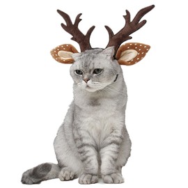 Yuyeran Adjustable Christmas Pet Deer Antlers Headbands Dog Reindeer Head Band Elk Headwear Cosplay Costume for Cat Puppy Pet (Antlers, Small)