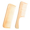 YUXIANLB 2PCS Bamboo Comb Anti-Static Wide Tooth Combs Natural Bamboo