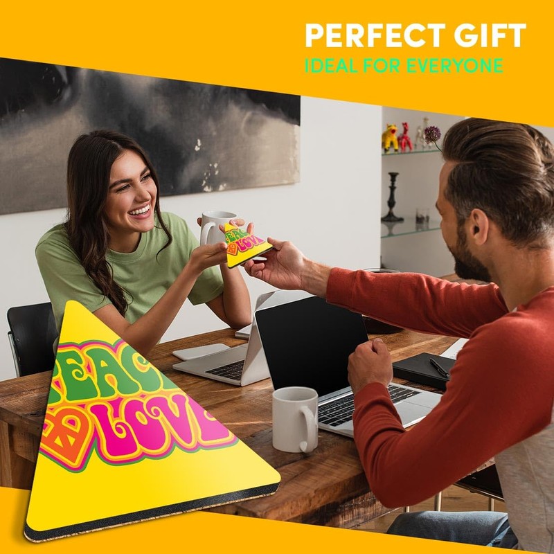 1 x Triangle Coaster - Peace Love Hippy VW Camper