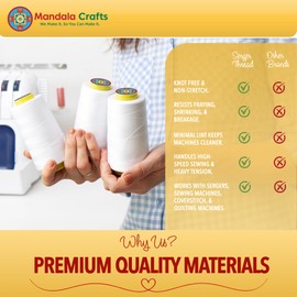 Mandala Crafts Paquete de 4 Conos de Hilos Serger - 150D/2 Hilos de Poliéster Metálico Dorado para Máquina Serger y Máquina de Coser Overlock Quilting