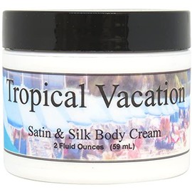 Eclectic Lady Tropical Vacation Satin and Silk Cream, Body Cream, Body Lotion, 2 oz - Shea Butter, Aloe, Silk Amino Acids, Vitamin E, Phthalate-Free, Handcrafted in USA - Perfect For Women