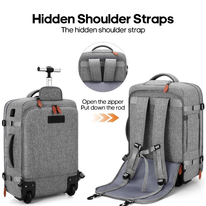 Rolling Backpack for Men and Women, Travel Backpack with Wheels,