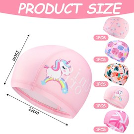 MAXQUU 5 Pieces Of Children'S Swimming Cap, Comfortable Swimming Cap, Cartoon Printed Swimming Cap, Elastic Waterproof Swimming Cap, Swimming Equipment.