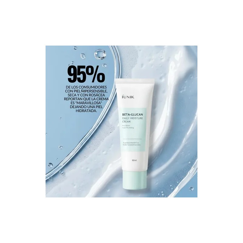 Crema IUNIK Beta Glucano de 60 mL, Hidratante Facial Coreana