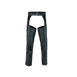 Daniel Smart Motorcycle Leather Chaps All Season Unisex Biker Assless Chaps with Customizable fit Black