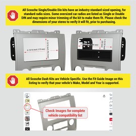 Scosche FD1436B Compatible with 2008-12 Ford Escape / Mercury Mariner / Mazda Tribute, ISO Double DIN & DIN+Pocket Dash Kit; Silver