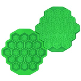 Zilphoba 2pcs Honeycomb Silicone Mold, Non-Stick 19 Cavities Bee Silicone Mold, Honey Comb Molds for Soap, Chocolate, Candy, Ice Cube, Cakes (Green)