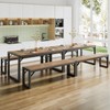 SHA CERLIN 3-Piece Dining Table Set with 2 Benches, Rustic