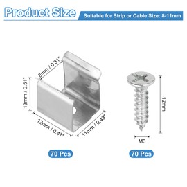 PATIKIL Neon Rope Light Mounting Brackets, 70 Pcs Neon LED Lights Stainless Steel Install Fixing Clips Accessories for 8-11mm Silicone Neon Sign Flex Strip Lighting