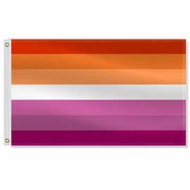 3×5 FT Lesbian Flag,Large Female Rainbow National Decor,Double Side Digital Printed 75D Polyester Banner With Canvas Header Brass Grommet