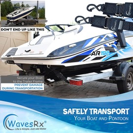 Pontoon & Boat Trailer Transom Straps (2PK) - 48" Tie Down Adjustable Boat Strap for Trailer - Outperforms Ratchet & Retractable Tie-Down Strap - Transom Tiedowns for Secure Transportation