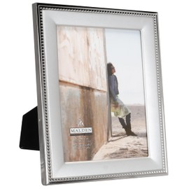 Malden International Designs 5294-57 Classic Silver Metal with Silver Beads 2-Tone Picture Frame, 5x7, Silver