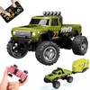 Kyduu Remote Controlled Car, Monster Truck Toy, Monster Truck 2.4GHz, 1:64 Mini RC Monster Truck with Trailer Body Lights and Headlights, Crawler Toy, Speed / Steering Adjustable