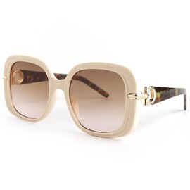 Bsreyeop Fashion Oversized Square Women and Men Sunglasses Vintage Hollow Luxury Sun Glasses UV400 Gradient Shades(Beige Frame/Gradient Brown Lens M1)