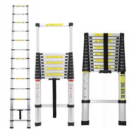Telescoping Ladder 3.8M 12ft Aluminum Multi Purpose Telescopic Extension Ladder Adjustable Button Retraction (330 pound/150 kg,EN131 ) for Clean Household Daily Decorate Loft Replace Bulb