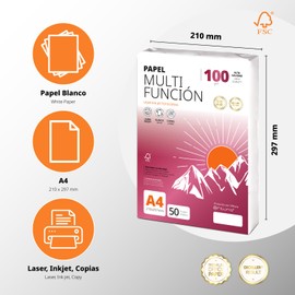 Ofituria A4 100 gsm 50 Sheets Multipurpose Paper for Laser Inkjet Printers, Copier, Office Supplies, School Supplies, Pack of 50 Sheets, 100 g