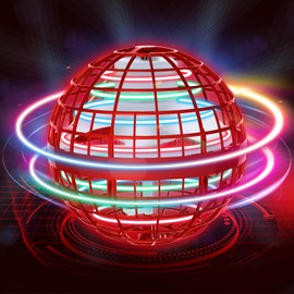 Flying Orb Ball Upgraded 2024 - Magic Light Up Orb. Hover Orb. Flying Spinner Mini Drone. Cosmic Globe for 8+ Year Old Boys Girls. Flying Ball. Orbit Ball (red)