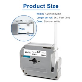 Labelwell 8-Pack Replacement for M-K231s Brother Label Tape 12mm 0.47 M-K231 M231 MK231 Refills for PTouch PT-M95 PTM95 PT-70BM PT-45 PT-65 PT-70 PT-80 Label Maker, Brother on White