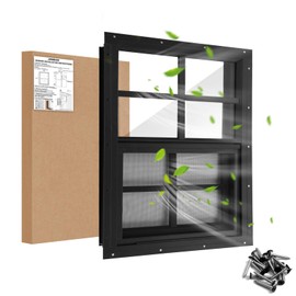 JONRIOX 16" W x 16" H Shed Window,Sliding Window, Aluminum Grey Flush Mount with Tempered Glass and Stainless Steel Screen, Playhouse Window, Chicken Coop Window, Household Window.(Gray 1 Pack)