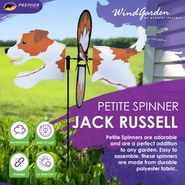 Premier Kites Petite Spinner Jack Russell – Whimsical Wind Spinner for Yard & Garden, Durable Weather-Resistant Fabric, Easy to Assemble, Outdoor Decor for Patios, Lawns, & Fairy Lovers