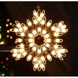 LAMPHOME 18" 50 Lighted Snowflake Christmas Window Silhouette Decoration…