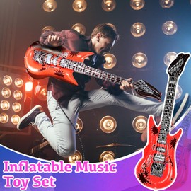 COWANIEE 9 PCS Inflatable Party Props, Inflatable Instruments Set, Inflatable Guitar Photo Booth Props for Adult Kid Party(Random Color)