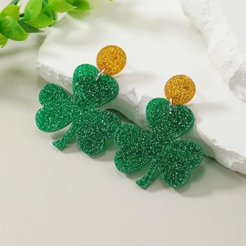 Earrings for Women Shamrock Earrings Green Dangle Earrings Shirt Outfits Accessories (Green, One size)