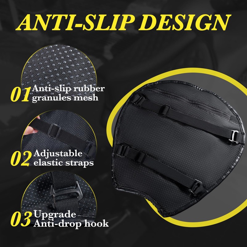 DOUANDA Foldable Motorcycle Gel Seat Cushion with Sunshade Cover –