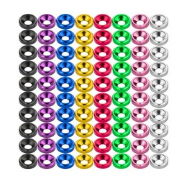 [80PCS] M3 Finishing Countersunk Washers, Anodized Aluminum Alloy, Head Washers Gaskets Cup Shim for Screw RC/FPV/PC/Drone/Mechanical Accessories Parts, Mixed Color