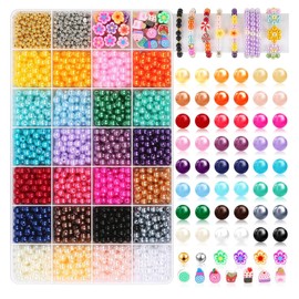 Pack of 2120 Colourful Beads for Threading, Beads for Crafts with Hole 3/6/10 mm Jewellery Making Kit, Small Filler Beads for Making Bracelets, Necklaces, Earrings