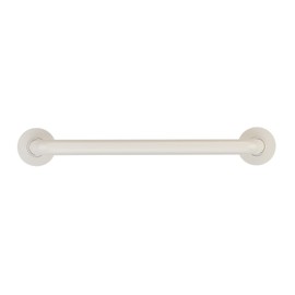 HomeStock Classic Charm Straight Vinyl Coated Grab Bar with Safety Grip and Cover Flange - 1 1/4" Diameter - Size:36" Color: Glossy White