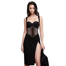 Glamorstar Corset Belt for Women Wide Elastic Tied Waspie Belts Lace-up Leather Waist Belts for Women Dresses 65cm Coffee