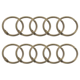 sourcing map Shower Curtain Rings,15pcs - Carbon Steel Round Snap Shower Curtain Hooks, 1 Inch Loose Leaf Binder Rings for Shower Curtain Rods (Bronze)