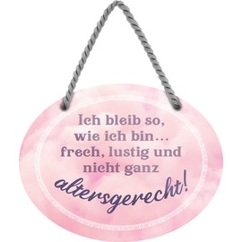 schilderkreis24 Tin Sign Funny Saying "Ich bleib so, wie ich bin" Decorative Gift Idea Woman 18 x 14 cm