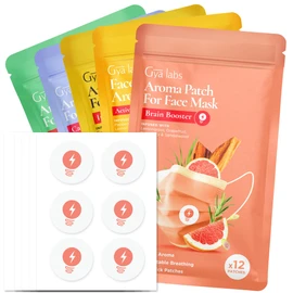 Gya Labs Combo Pack Aroma Stickers for Masks - 100% Pure Natural Essential Oils Aromatherapy Stickers to Freshen Breath for Face Masks and Pillows, 5 Packs of 60 Patches