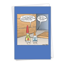 NobleWorks - 1 Father's Day Greeting Card Funny - Humor Dad Card from Son, Daughter, Notecard with Envelope - Bonding Time C9227FDG