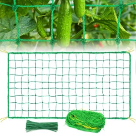 Trellis Net for Climbing Plants, 2 x 5 m, Plant Net with Large Mesh Size with 50 Plant Ties, Trellis Net for Cucumbers, Climbing Plants, Trellis for Cucumbers, Tomatoes, Other Vegetables