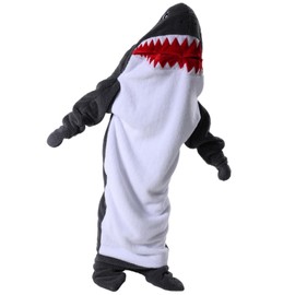 ZLHETWT Shark Blanket, Shark Blanket Hoodie, Shark Onesie Blanket, Comfortable Shark Blanket, Comfortable Shark Sleeping Bag Wearable Cute Shark Blanket for Adults Kids Home Camping (Dark Gray-190cm)