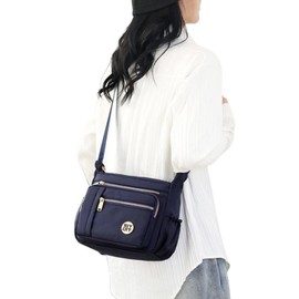 FAVORTALK Cross Body Bag Women Waterproof - Multi Pocket Handbag Casual Navy Crossbody Bags Nylon Crossbody Shoulder Holiday Crossover Handbags - B41614