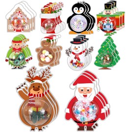 Syhood 30 Set Christmas Candy Dome Holder Cards Xmas Candy Treat Holder Clear Plastic Ornaments Shaker Cards Pouches Chocolate Holder for Party Favors DIY Gift Rewards School Supplies