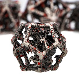 ARUOHHA Hollow DND Dice Set Blood Spatter 5-Headed Dragon D and D Dice with Gift Box, Dungeons and Dragons Role Playing Games 7PCS Metal Polyhedral Dice RPG D&D Dice Set D20 D12 D10 D8 D6 D4