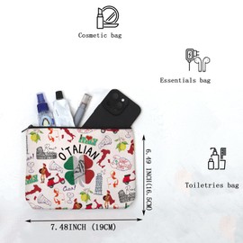 MAOFAED Italy Gift Italian Gift Italian Mom Gift Italy Souvenir I Love Italy Travel Makup Bag For Women (o talian)