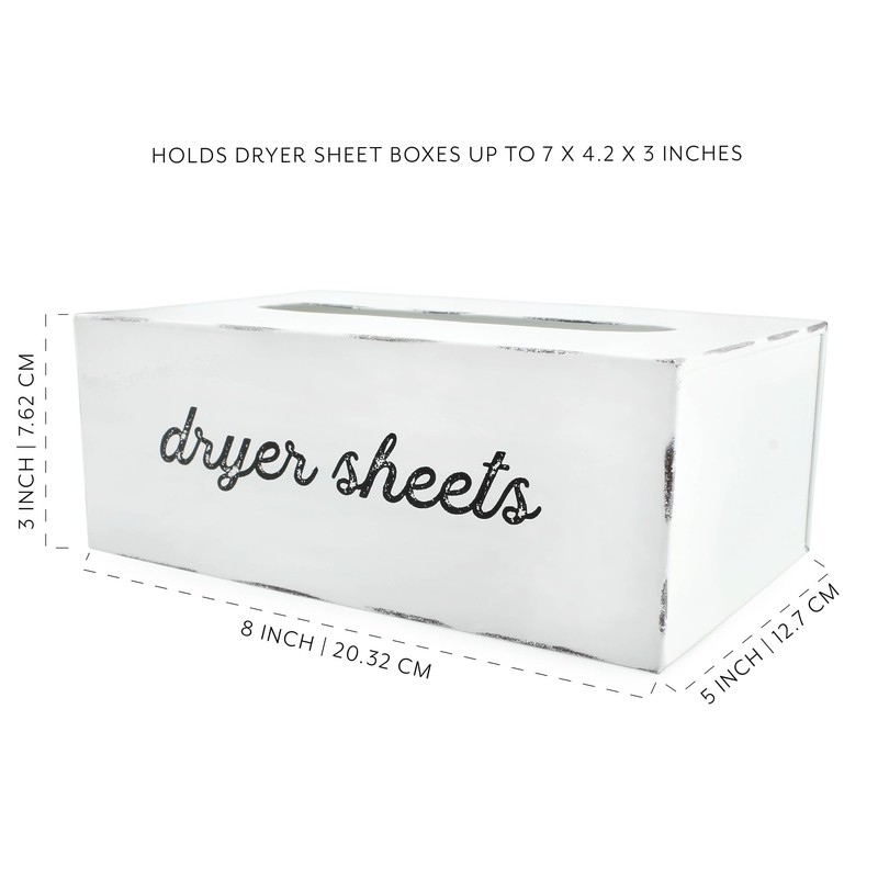 AuldHome Design Dryer Sheet Dispenser; Countertop Rustic White Fabric Softener